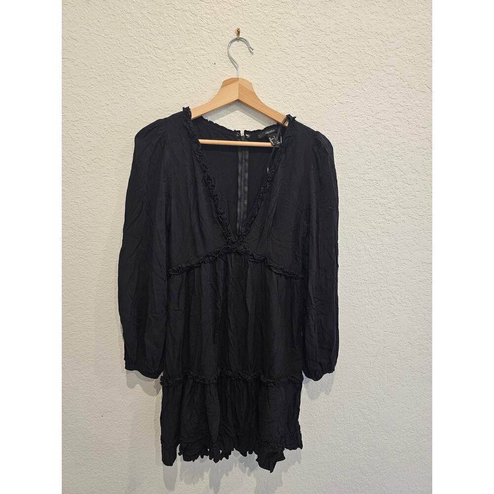 Forever 21 long sleeve boho black dress sz small